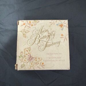 Vintage Avon Butterfly Fantasy 2 Porcelain Dishes Embossed Soap & Box